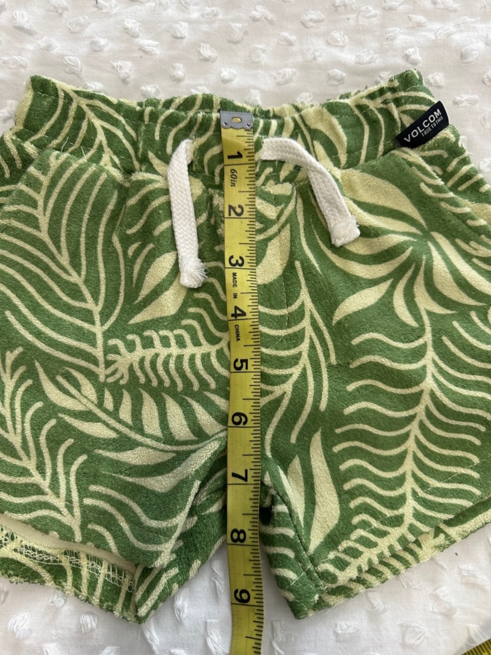 Volcom Vacation Surf Skater Boho  Cabana Beach Green/Cream Leaf Print Set Sz12M - Picture 10 of 11